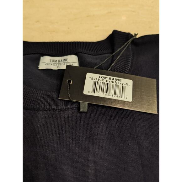 Tom Baine Men Size XL Dark Navy Performance Collection Crew Neck Pullover New - Picture 7 of 7